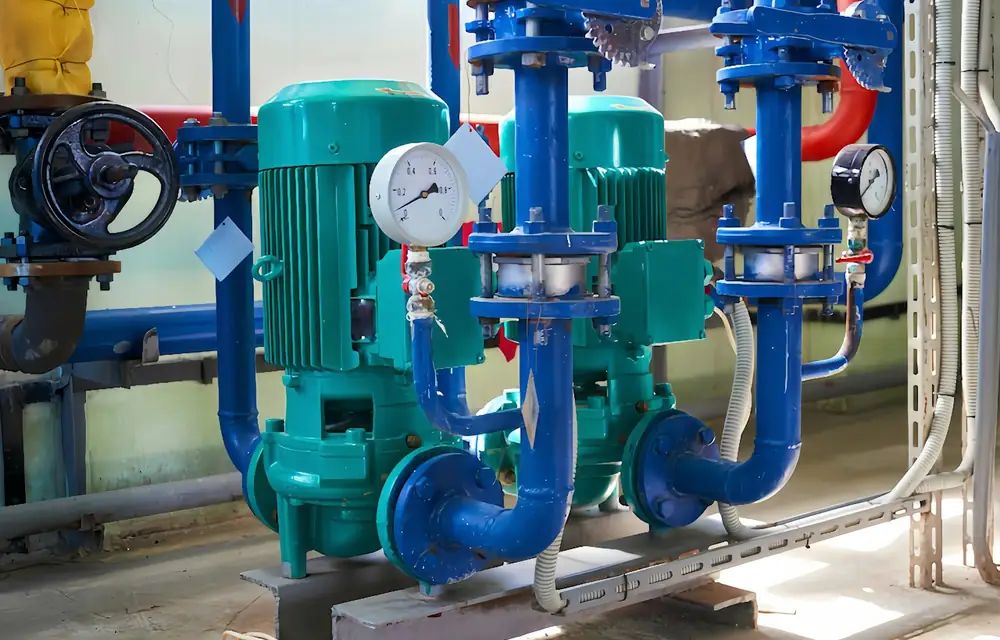Basınçlandırma pompaları ve manometreli tesisat hattı