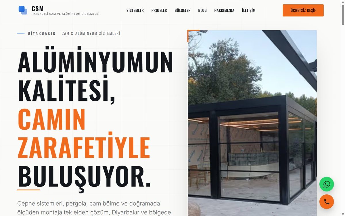 CSM Alüminyum kurumsal web sitesi